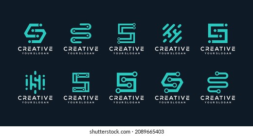 
set abstract monogram letter s logo design