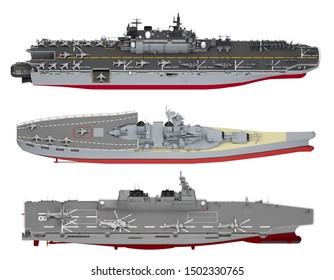 Set Aircraft Carriers Isolated On White Stock Illustration 1502330765 ...