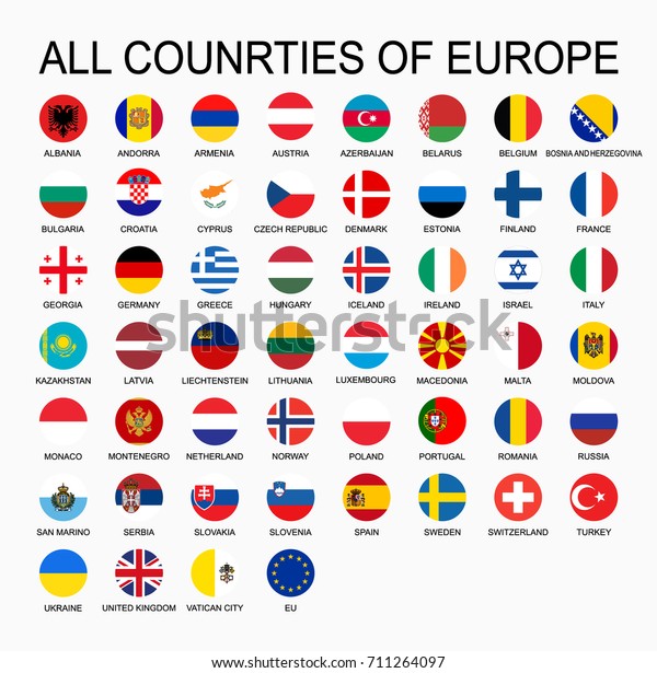 丸い形をしたヨーロッパの国旗をすべて設定します のイラスト素材