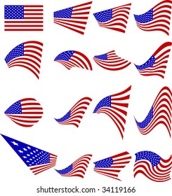 Set of American  flags