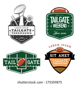 Set Of American Football Tailgate Party Labels, Badges And Design Elements