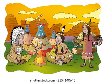 Set American Indian Tribal Objects Icons Stock Illustration 2154140643 ...