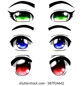 Set Anime Eyes Stock Illustration 587924642 | Shutterstock