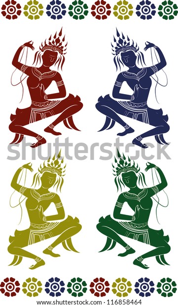 Set Apsara Dance Stock Illustration 116858464 | Shutterstock