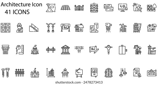 Set of architecture icons. Line art style icons bundle. vector illustration - Powered by Shutterstock