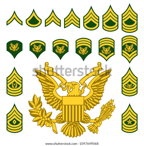 Set Army Military American Enlisted Ranks のイラスト素材 1097649068