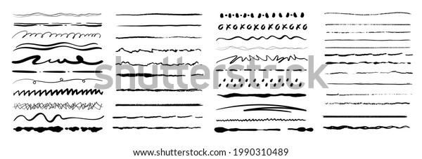 Set of\
artistic pen brushes. Vintage doodle underlines. Hand drawn grunge\
strokes. Scribble marker borders, sketch underlines. Set of black\
strokes. Marker hand-drawn   line\
border