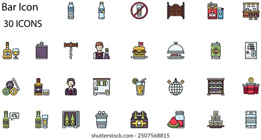 Set of Bar icons. Line art style icons bundle. vector illustration - Powered by Shutterstock