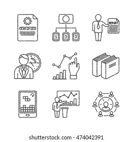 Set Of Bitmap Business Or Finance Icons In Sketch Style