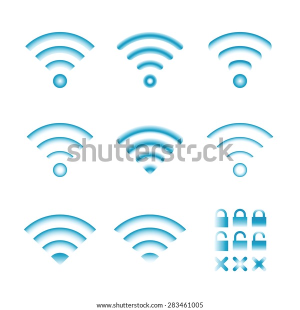 Set Bitmap Wireless Icons Wifi Remote 库存插图283461005