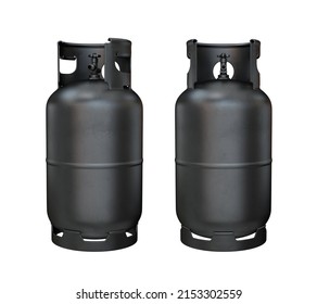 A set of black gas cylinders on a white background, 3d render
