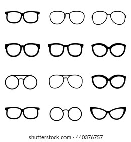 Set Black Glasses Vector Icons Stock Vector (Royalty Free) 763885447