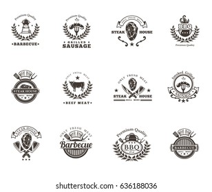 Set Grill Barbecue Badges Stickers Emblems Stock Vector (Royalty Free ...