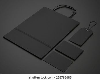 Set of  black identity elements for a shop on dark background