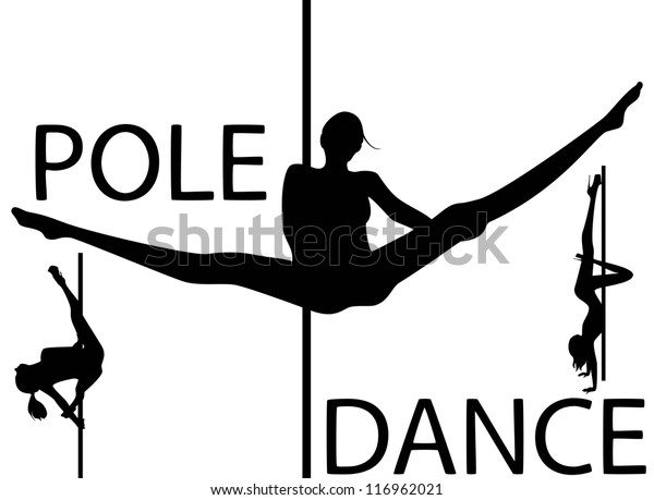 Set Black Silhouettes Dancing Girls Striptease Stock Illustration 116962021 Shutterstock 