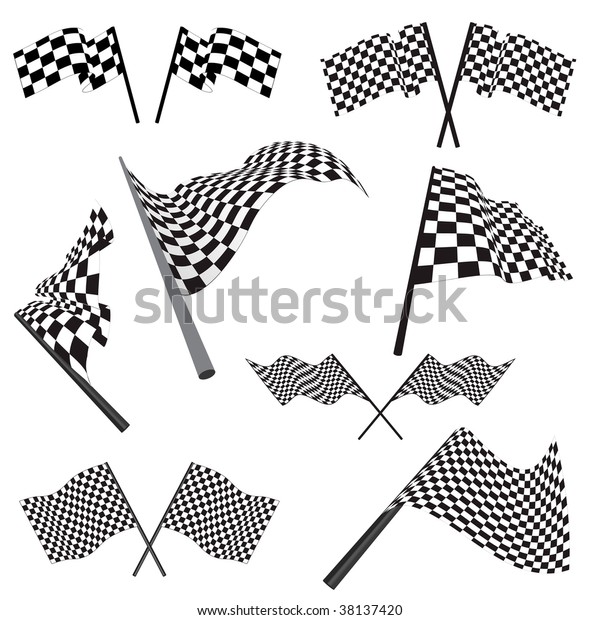 Set Black White Checked Racing Flags Stock Illustration 38137420