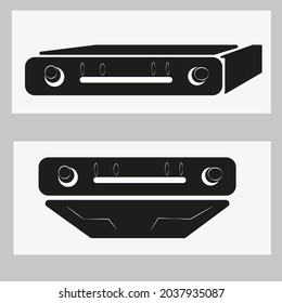 Set Of Black And White Icons For Web Dvd Player Tape Recorder From A Car