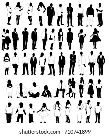 Set Black White People Silhouettes Stock Illustration 710741899 ...