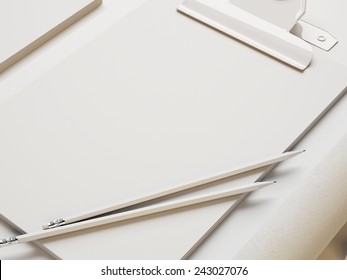 Set of blank branding elements on white paper background - Shutterstock ID 243027076