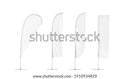 Set of blank flag banners. 3d illustration isolated on white background 