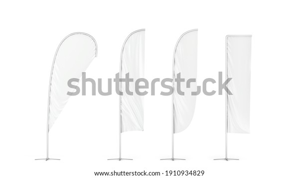 Set of blank flag banners. 3d illustration isolated on
white background 