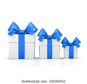 set of blue gift box isolated for Christmas, New Year's Day 3d rendering