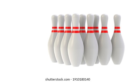 
set of bowling pins on white background isolate 3d ilustration