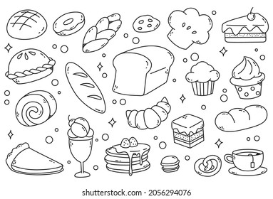 Set of Bread and Cake Doodles