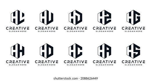 set bundle monogram letter h logo design