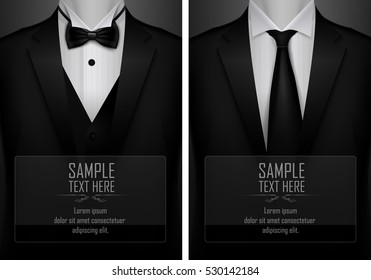 Set of business card templates with suit and tuxedo and place for text for you - Powered by Shutterstock