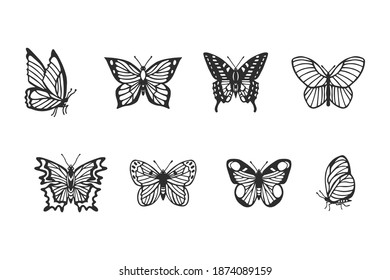 Set Butterflies Isolated On White Background Stock Vector (Royalty Free ...