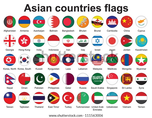 Set Buttons Asian Countries Flags Stock Illustration 111563006 ...