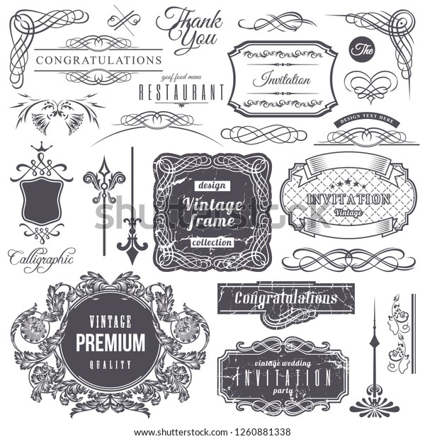  set: calligraphic design elements and\
page decoration, Premium Quality and Satisfaction Guarantee Label\
collection with vintage engraving\
flowers