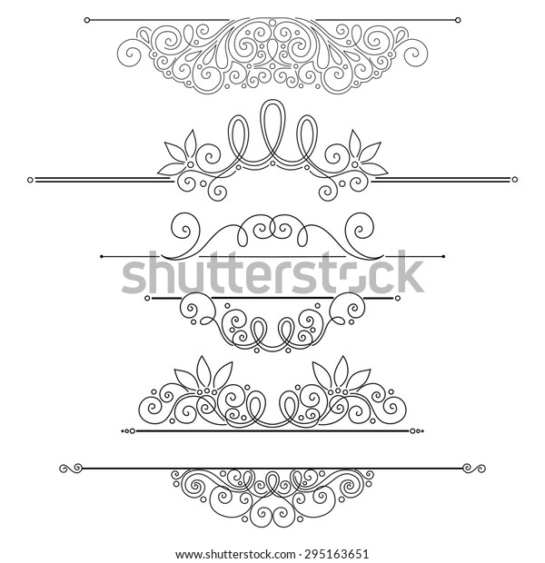 Set of Calligraphic
Design Elements and Page Decorations. Collection of Design Elements
in Linear Style
