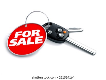 Set of car keys with keyring and retail 'For Sale' title. Great illustration for a car dealer, retailer or car dealership selling a car either new, second hand or pre owned. - Powered by Shutterstock