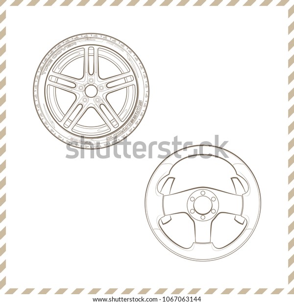 set car symbols. Automobile service sale\
retro labels. Auto vehicle icons. Vintage machine collection of\
motor car related sign symbol various design elements, ribbons and\
emblems dealerships.