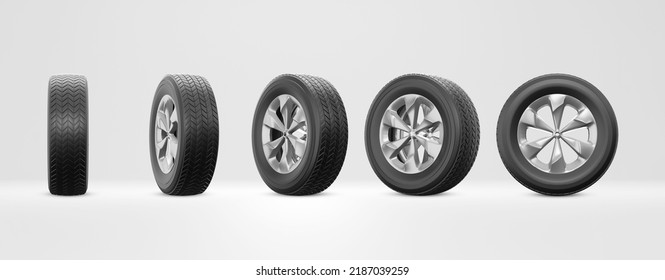 Set of Car tires on a white background. 3D illustration. with clipping path - Powered by Shutterstock