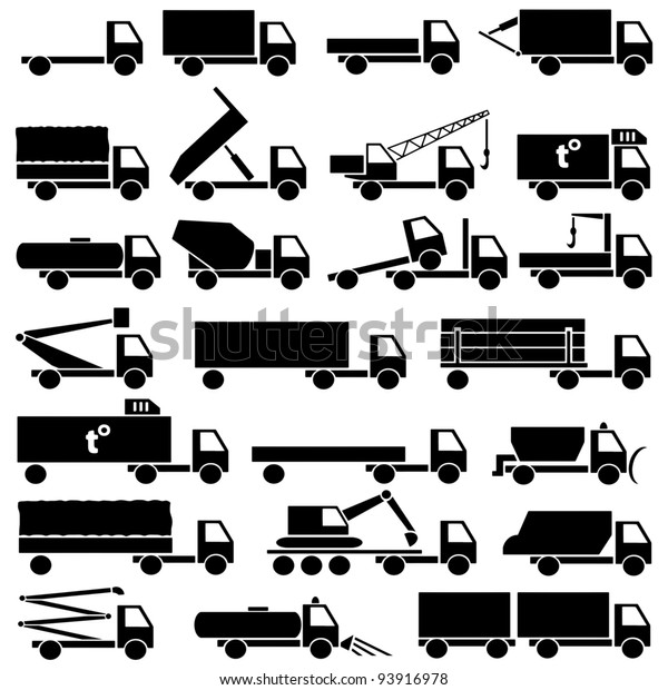 Set of cargo\
transport silhouettes\
icons