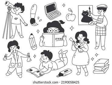 Set of Cartoon Children Activity in School in Doodle Style - Powered by Shutterstock