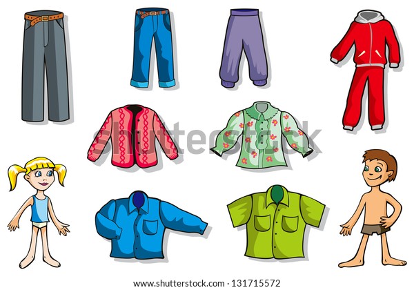 Set Cartoon Clothes Girl Boy Hires Stock Illustration 131715572