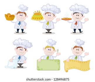 Professional Cooking Chefs Working Wearing Classic Stock Vector ...