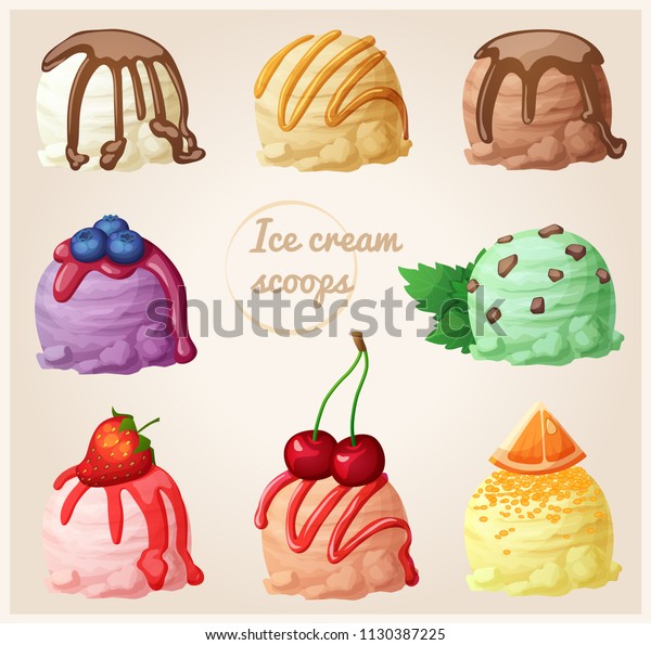 Set Cartoon Ice Cream Icons Ice Stock Illustration 1130387225 ...