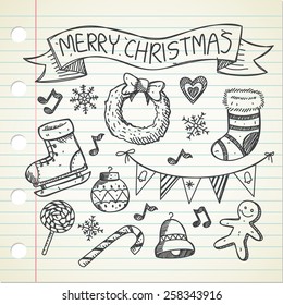 set of Christmas doodle
