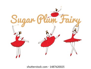 set with christmas fairy or sugar plum fairy sprinkling happiness