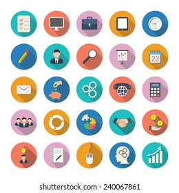 Set Of Circle Flat Business Icons