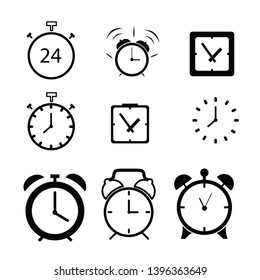 Set of clock flat icon isolated on white background