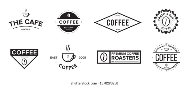 Set of coffee label. Different logo, badge, emblem collection on white background. Black and white illustrations. - Powered by Shutterstock