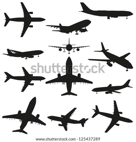 set collection black planes drawings on stock illustration royalty airplane drawings