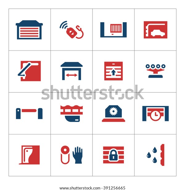 Set\
color icons of automatic gates isolated on\
white
