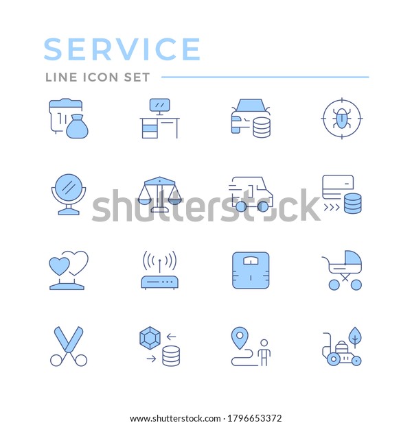 Set color\
line icons of services isolated on\
white